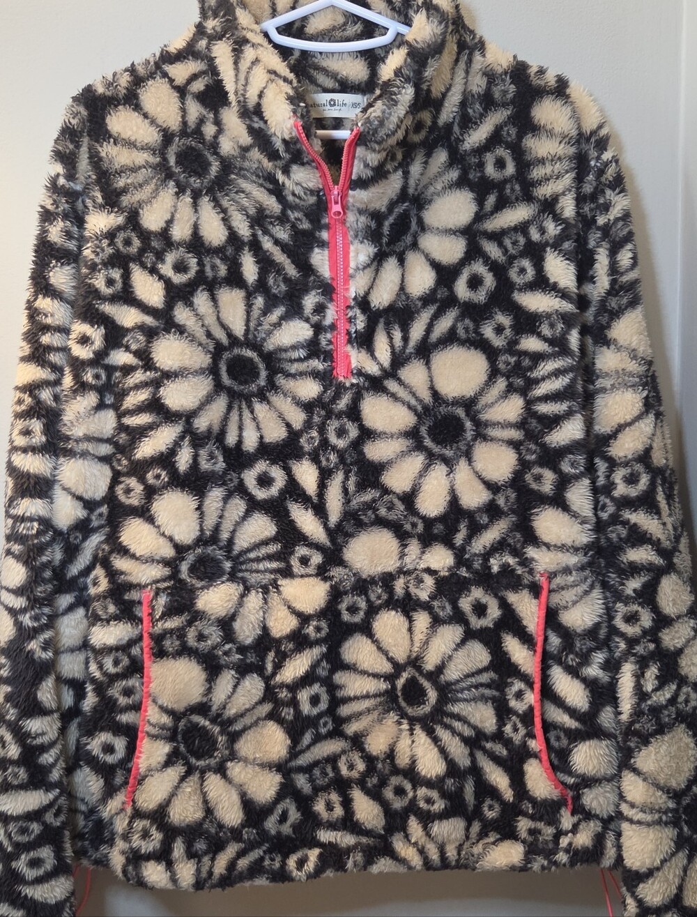 NATURAL LIFE Coziest Quarter Zip Pullover Floral Boho XS/S